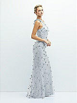 Side View Thumbnail - Silver Dove One-Shoulder Fit and Flare 3D Floral Embroidered Dress