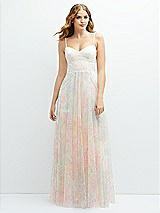 Front View Thumbnail - Rose Romance Romantic Floral Soft Tulle Maxi Dress with Full Skirt