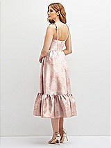 Rear View Thumbnail - Bow And Blossom Print Floral Shirred Ruffle Hem Midi Dress with Self-Tie Spaghetti Straps and Pockets