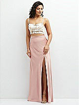 Alt View 1 Thumbnail - Golden Hour Floral Satin Mix-and-Match Draped Midriff Top
