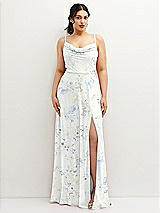 Front View Thumbnail - Bleu Garden Soft Cowl-Neck A-Line Maxi Dress with Adjustable Straps