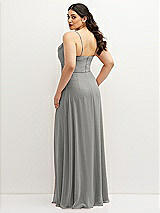 Rear View Thumbnail - Chelsea Gray Soft Cowl-Neck A-Line Maxi Dress with Adjustable Straps