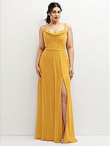 Front View Thumbnail - NYC Yellow Soft Cowl-Neck A-Line Maxi Dress with Adjustable Straps