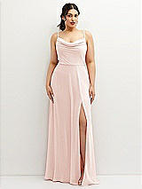 Front View Thumbnail - Blush Soft Cowl-Neck A-Line Maxi Dress with Adjustable Straps