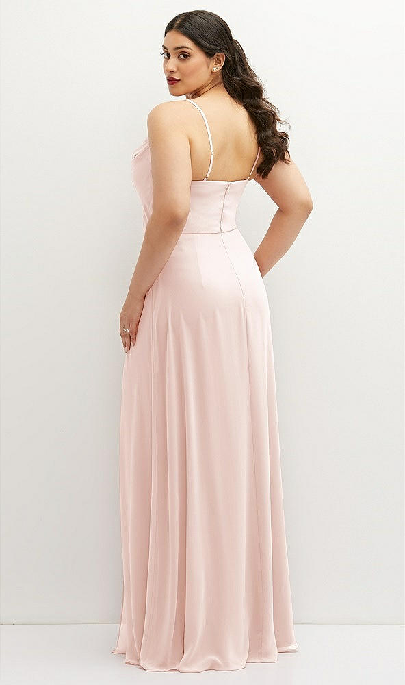 Back View - Blush Soft Cowl-Neck A-Line Maxi Dress with Adjustable Straps