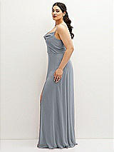 Side View Thumbnail - Platinum Soft Cowl-Neck A-Line Maxi Dress with Adjustable Straps