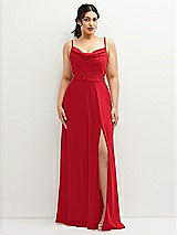 Front View Thumbnail - Parisian Red Soft Cowl-Neck A-Line Maxi Dress with Adjustable Straps