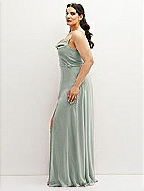 Side View Thumbnail - Willow Green Soft Cowl-Neck A-Line Maxi Dress with Adjustable Straps