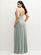 Rear View Thumbnail - Willow Green Soft Cowl-Neck A-Line Maxi Dress with Adjustable Straps