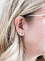 Side View Thumbnail - Gold Gold Mini Bow Stud Earrings