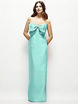 Alt View 2 Thumbnail - Coastal Strapless Satin Column Maxi Dress with Oversized Handcrafted Bow