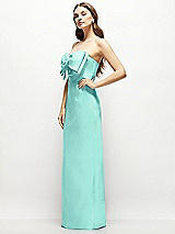 Alt View 3 Thumbnail - Coastal Strapless Satin Column Maxi Dress with Oversized Handcrafted Bow