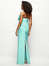 Rear View Thumbnail - Coastal Strapless Satin Column Maxi Dress with Oversized Handcrafted Bow