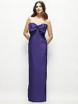 Alt View 2 Thumbnail - Grape Strapless Satin Column Maxi Dress with Oversized Handcrafted Bow