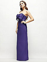 Alt View 3 Thumbnail - Grape Strapless Satin Column Maxi Dress with Oversized Handcrafted Bow
