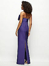 Rear View Thumbnail - Grape Strapless Satin Column Maxi Dress with Oversized Handcrafted Bow