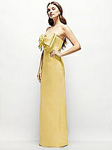 Alt View 3 Thumbnail - Maize Strapless Satin Column Maxi Dress with Oversized Handcrafted Bow
