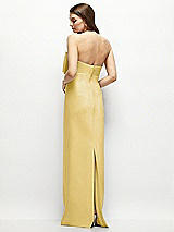 Alt View 4 Thumbnail - Maize Strapless Satin Column Maxi Dress with Oversized Handcrafted Bow