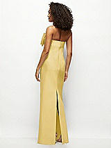 Rear View Thumbnail - Maize Strapless Satin Column Maxi Dress with Oversized Handcrafted Bow