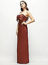 Alt View 3 Thumbnail - Auburn Moon Strapless Satin Column Maxi Dress with Oversized Handcrafted Bow