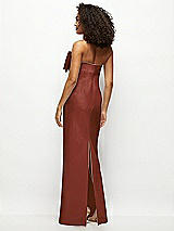 Rear View Thumbnail - Auburn Moon Strapless Satin Column Maxi Dress with Oversized Handcrafted Bow