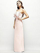 Alt View 3 Thumbnail - Blush Strapless Satin Column Maxi Dress with Oversized Handcrafted Bow
