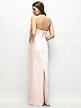 Alt View 4 Thumbnail - Blush Strapless Satin Column Maxi Dress with Oversized Handcrafted Bow