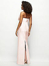 Rear View Thumbnail - Blush Strapless Satin Column Maxi Dress with Oversized Handcrafted Bow