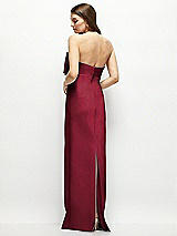 Alt View 4 Thumbnail - Burgundy Strapless Satin Column Maxi Dress with Oversized Handcrafted Bow