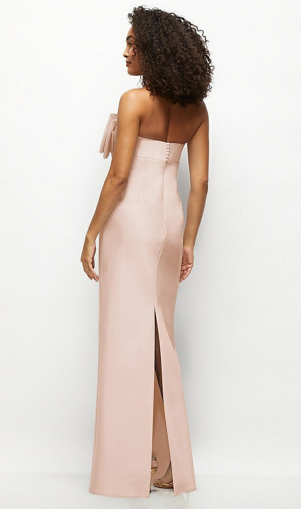 Back View - Cameo Strapless Satin Column Maxi Dress with Oversized Handcrafted Bow