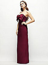 Alt View 3 Thumbnail - Cabernet Strapless Satin Column Maxi Dress with Oversized Handcrafted Bow