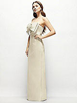 Alt View 3 Thumbnail - Champagne Strapless Satin Column Maxi Dress with Oversized Handcrafted Bow