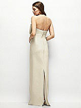 Alt View 4 Thumbnail - Champagne Strapless Satin Column Maxi Dress with Oversized Handcrafted Bow