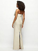 Rear View Thumbnail - Champagne Strapless Satin Column Maxi Dress with Oversized Handcrafted Bow