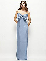 Alt View 2 Thumbnail - Cloudy Strapless Satin Column Maxi Dress with Oversized Handcrafted Bow