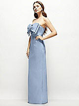 Alt View 3 Thumbnail - Cloudy Strapless Satin Column Maxi Dress with Oversized Handcrafted Bow