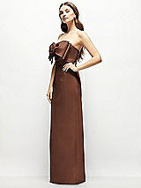 Alt View 3 Thumbnail - Cognac Strapless Satin Column Maxi Dress with Oversized Handcrafted Bow