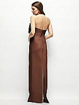 Alt View 4 Thumbnail - Cognac Strapless Satin Column Maxi Dress with Oversized Handcrafted Bow