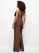 Rear View Thumbnail - Cognac Strapless Satin Column Maxi Dress with Oversized Handcrafted Bow