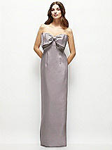 Alt View 2 Thumbnail - Cashmere Gray Strapless Satin Column Maxi Dress with Oversized Handcrafted Bow
