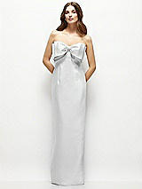 Alt View 2 Thumbnail - French Blue Strapless Satin Column Maxi Dress with Oversized Handcrafted Bow