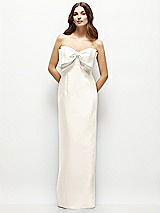 Alt View 2 Thumbnail - Ivory Strapless Satin Column Maxi Dress with Oversized Handcrafted Bow