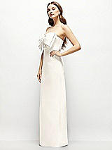 Alt View 3 Thumbnail - Ivory Strapless Satin Column Maxi Dress with Oversized Handcrafted Bow