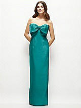 Alt View 2 Thumbnail - Jade Strapless Satin Column Maxi Dress with Oversized Handcrafted Bow