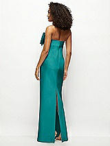 Rear View Thumbnail - Jade Strapless Satin Column Maxi Dress with Oversized Handcrafted Bow