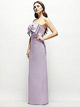 Alt View 3 Thumbnail - Lilac Haze Strapless Satin Column Maxi Dress with Oversized Handcrafted Bow