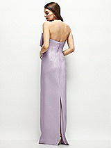Alt View 4 Thumbnail - Lilac Haze Strapless Satin Column Maxi Dress with Oversized Handcrafted Bow