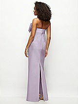 Rear View Thumbnail - Lilac Haze Strapless Satin Column Maxi Dress with Oversized Handcrafted Bow