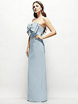 Alt View 3 Thumbnail - Mist Strapless Satin Column Maxi Dress with Oversized Handcrafted Bow