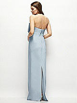 Alt View 4 Thumbnail - Mist Strapless Satin Column Maxi Dress with Oversized Handcrafted Bow